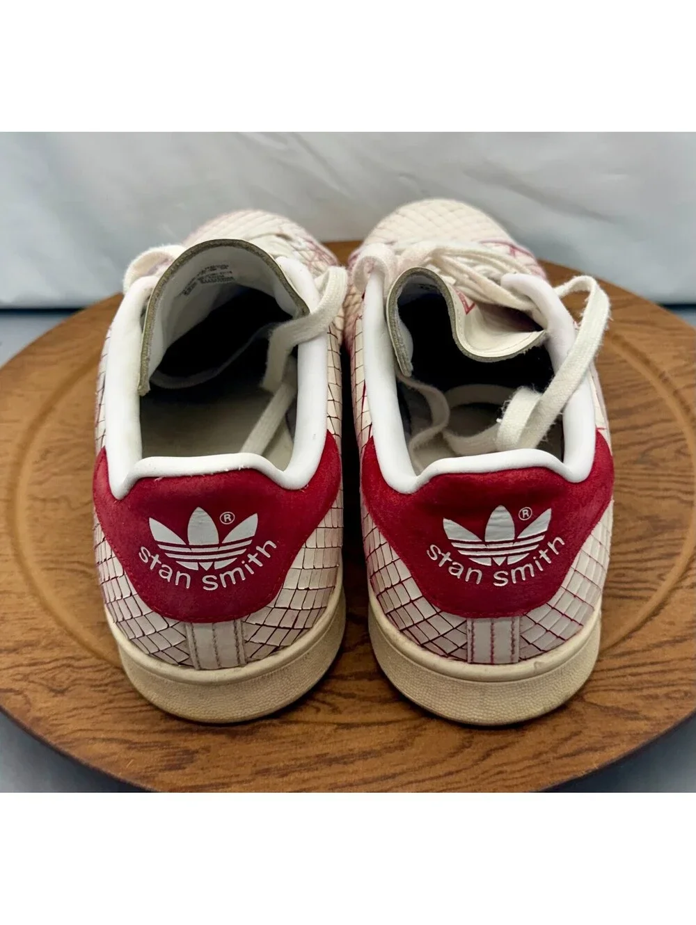 adidas Stan Smith Sliced Leather  White with Red Size  11 Nice Hard to Find
